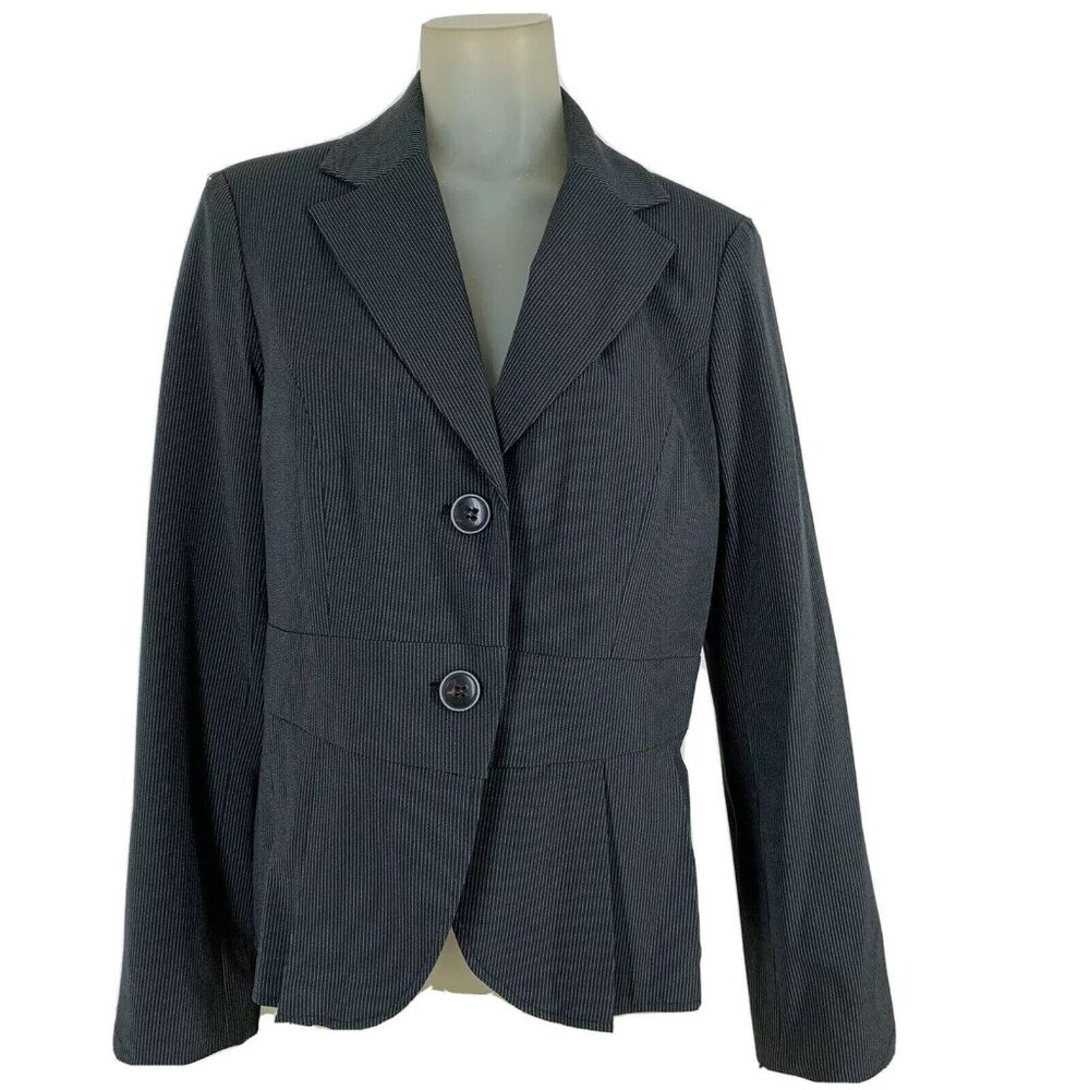 Cass Charcoal gray pinstripe jacket blazer size 12 peplum Women’s new $88